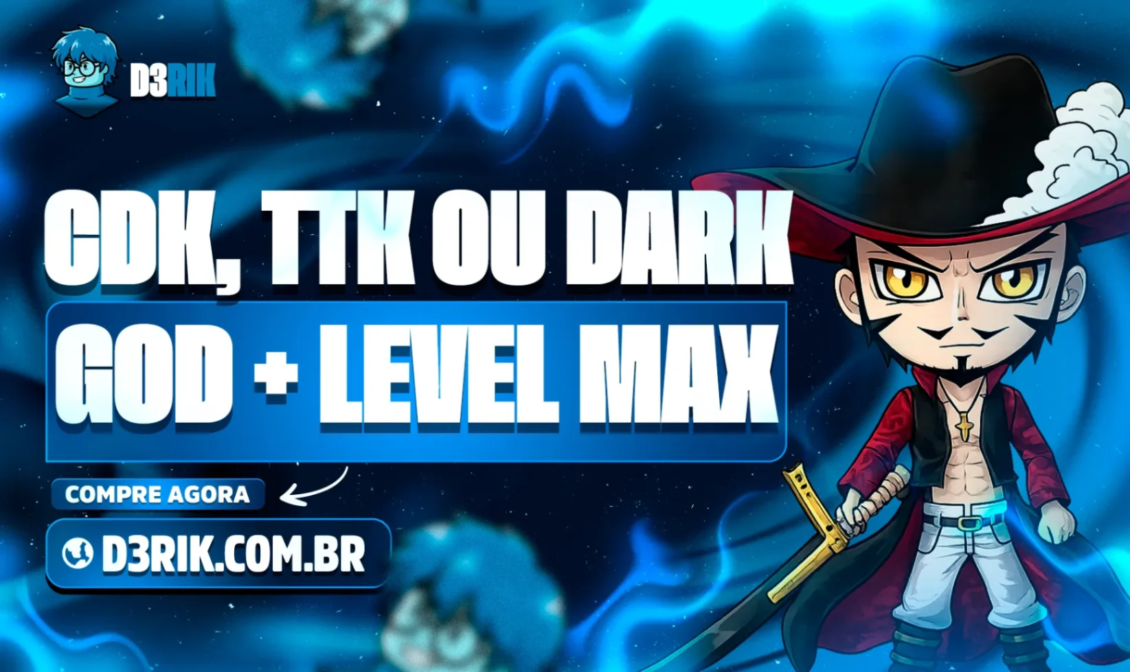 Cursed Dual Katana (CDK), True Triple Katana (TTK) ou Dark Blade Aleatória + Godhuman + Level Máximo